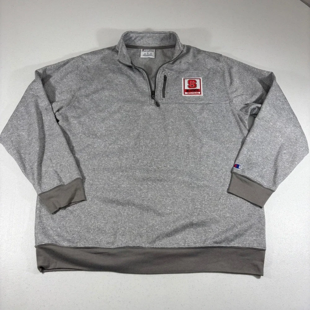 Champion NC State Wolfpack Mens Large Gray 1/4 Zip Pullover Jacket CBMVG1RMAY21